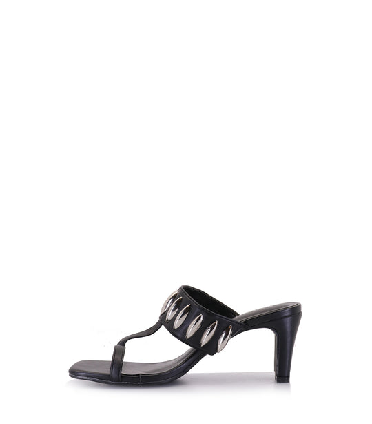 QUET BLACK HEEL SANDALS