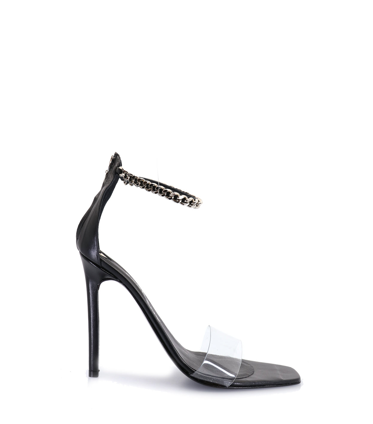 RICKY SARKANY | Ginebra Goat Leather Heeled Sandals - Chain Ankle Strap ...
