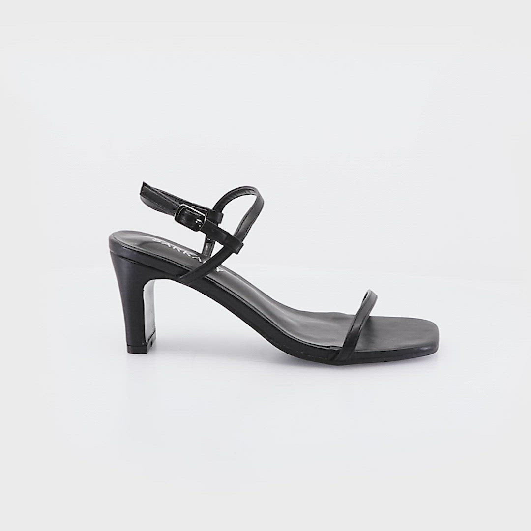 ASOS DESIGN Wide Fit Haven padded toe thong heeled sandals in black | ASOS