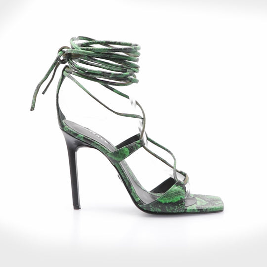 GADOT GREEN HEEL SANDALS