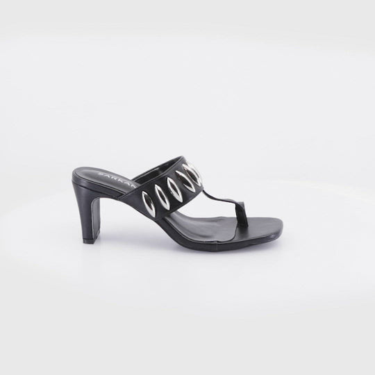 QUET BLACK HEEL SANDALS